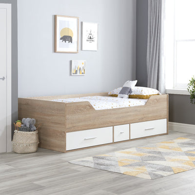 Camden Wooden Cabin Bed Frame - White & Oak Finish