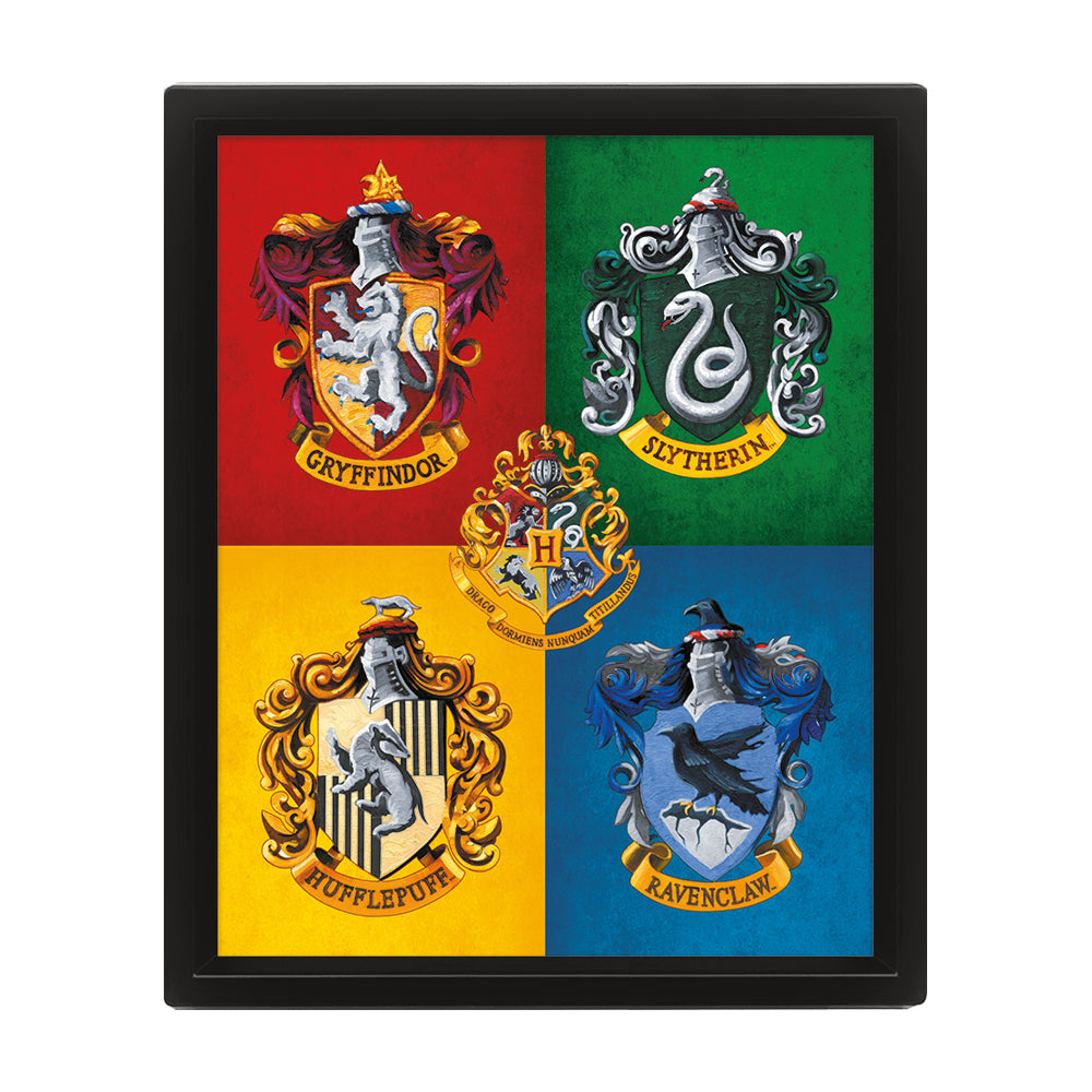 Harry Potter Colourful Crests Framed Art