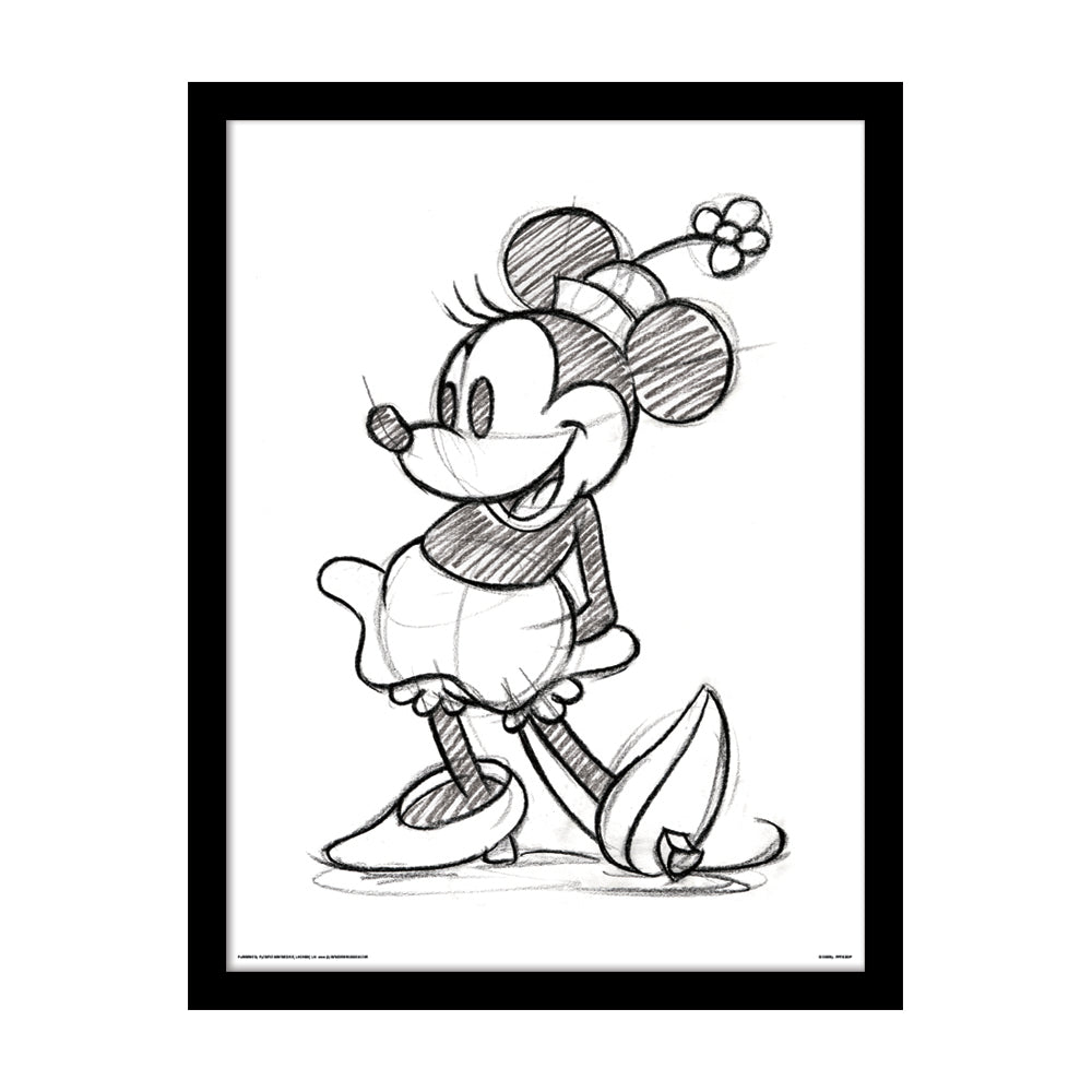 Minnie Mouse Sketched Single Framed Art