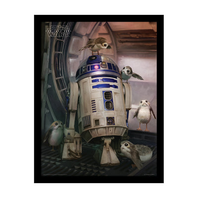 Star Wars: The Last Jedi R2-D2 & Porgs Framed Art