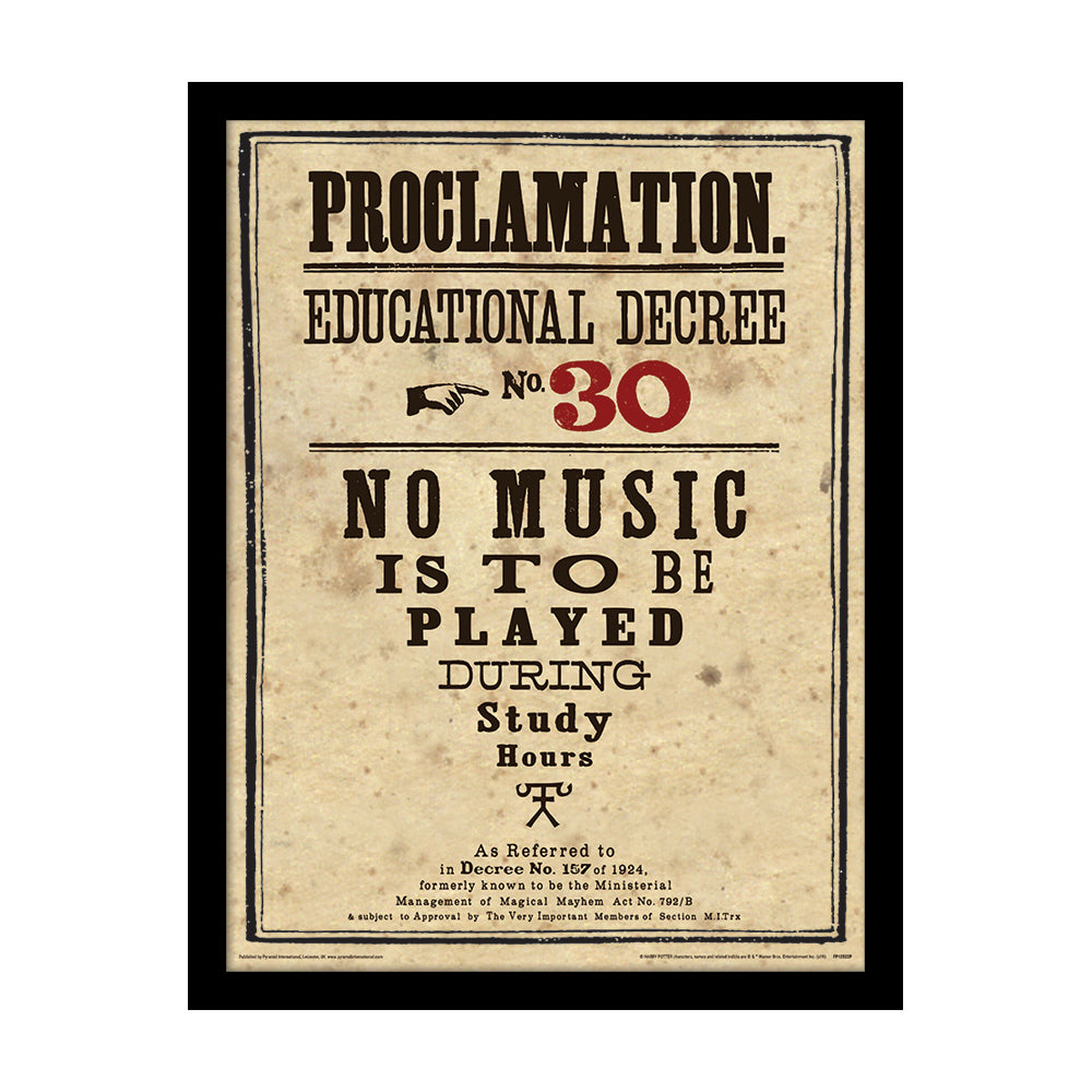 Harry Potter Educational Decree No. 30 Framed Art