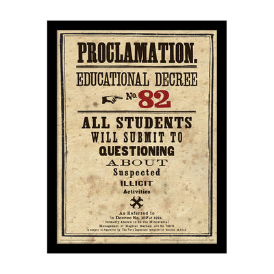 Harry Potter Educational Decree No. 82 Framed Art