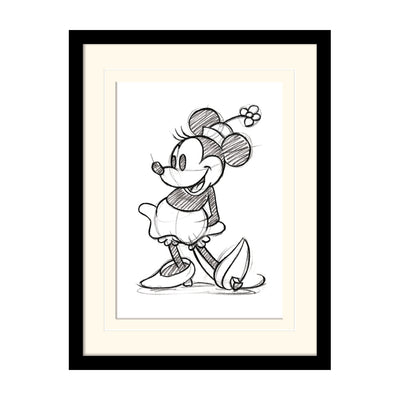 Minnie Mouse Sketched Single Mount Board Framed Art