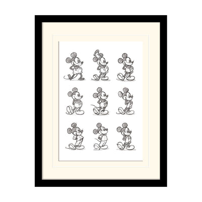 Mickey Mouse Sketched Multi Mount Board Framed Art