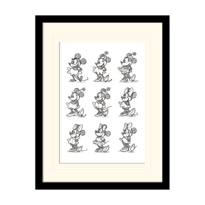 Minnie Mouse Sketched Multi Mount Board Framed Art