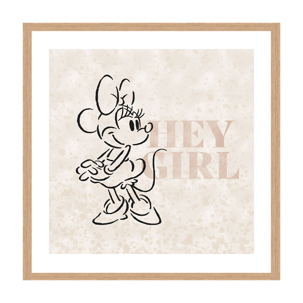 Minnie Mouse Hey Girl Framed Art 40x40cm