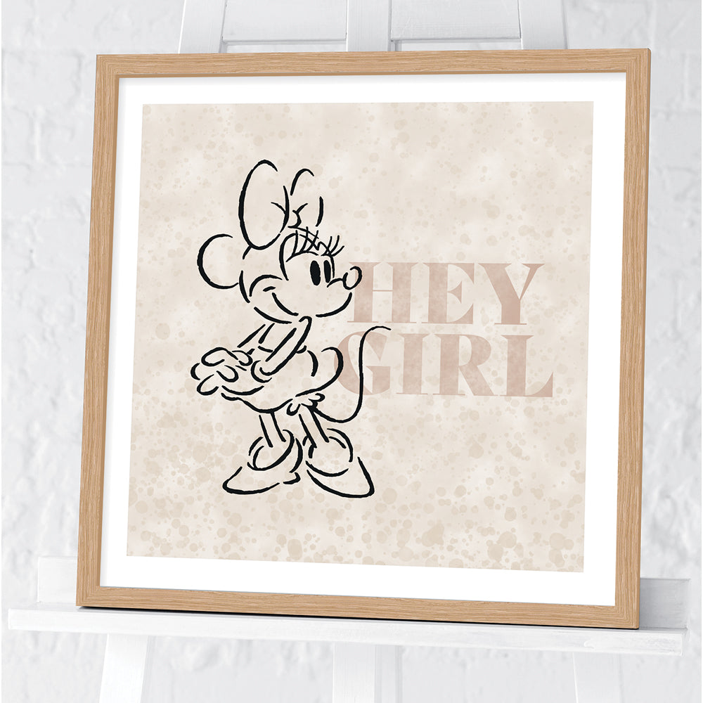 Minnie Mouse Hey Girl Framed Art 40x40cm