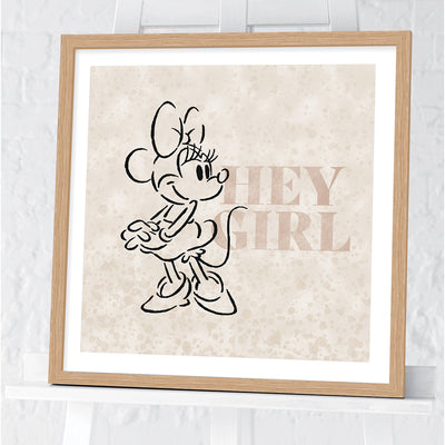 Minnie Mouse Hey Girl Framed Art 40x40cm