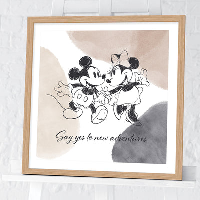 Mickey & Minnie Say Yes To New Adventures Framed Art 40x40cm