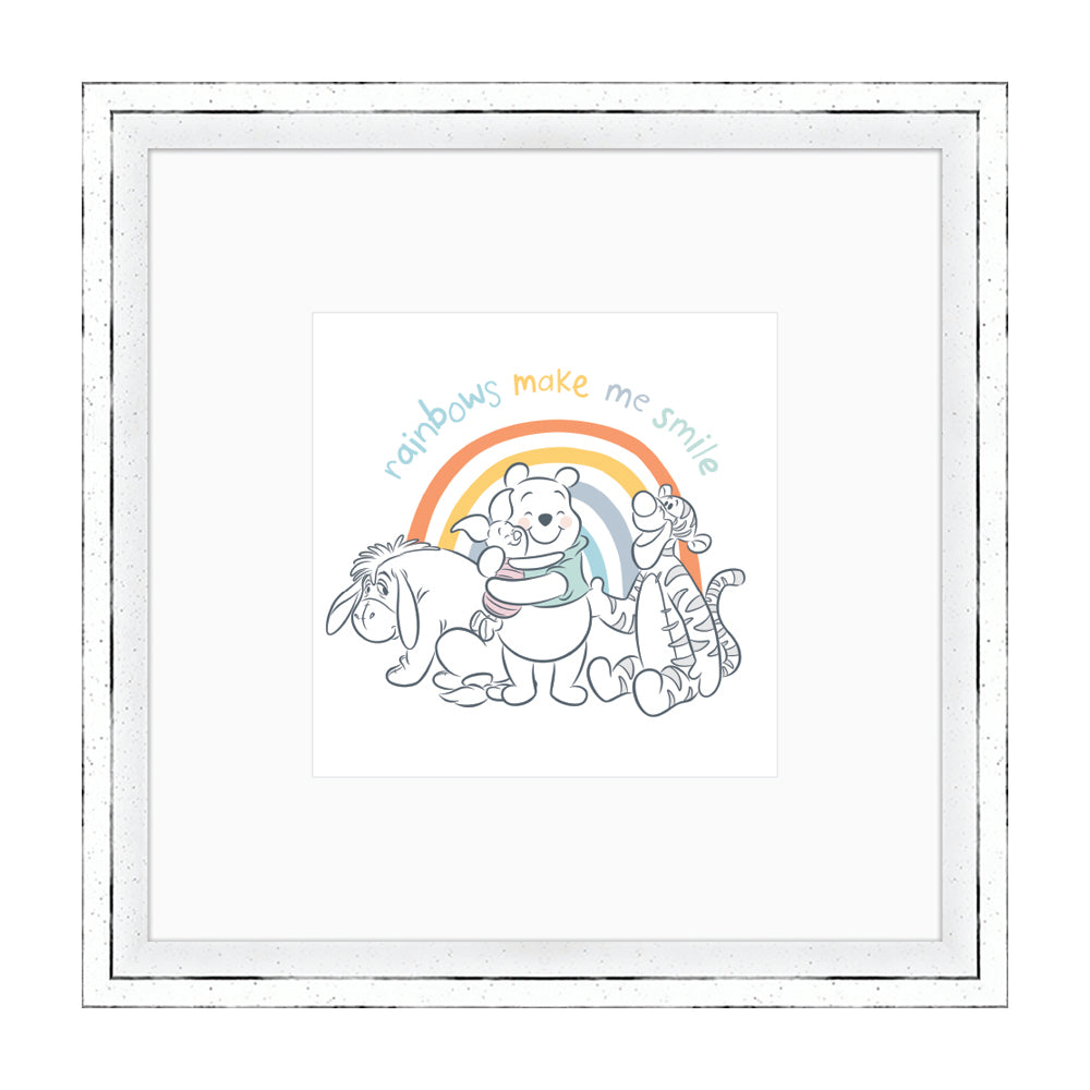 Winnie The Pooh Rainbows Make Me Smile Framed Art 30x30cm