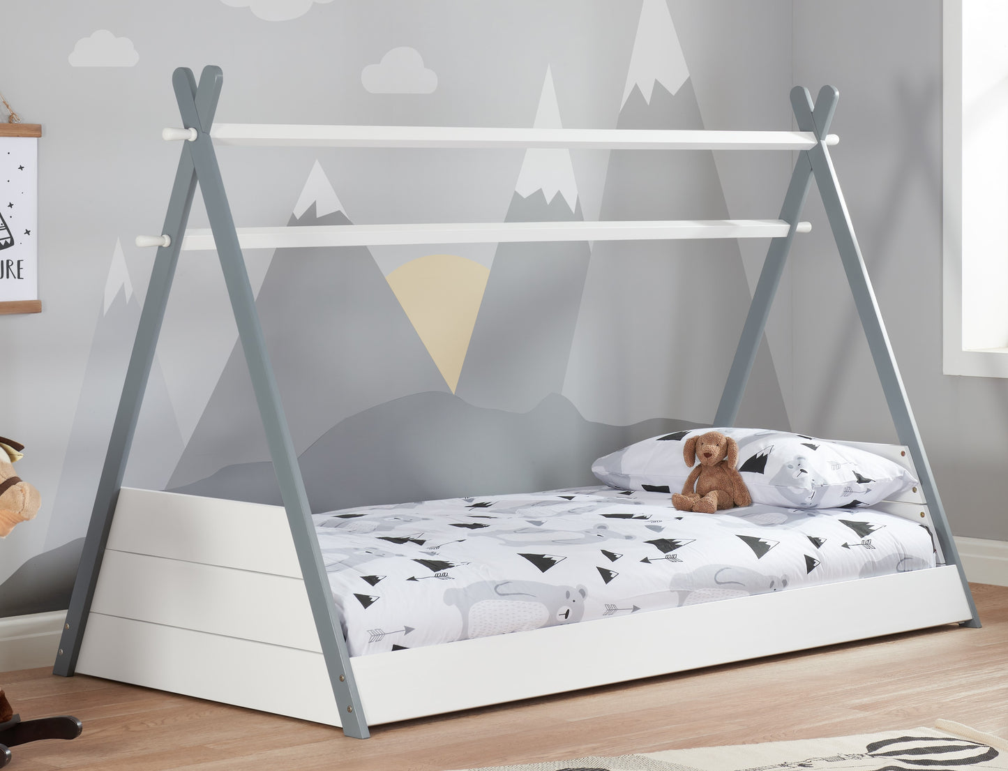 Teepee Bed Frame - White & Grey