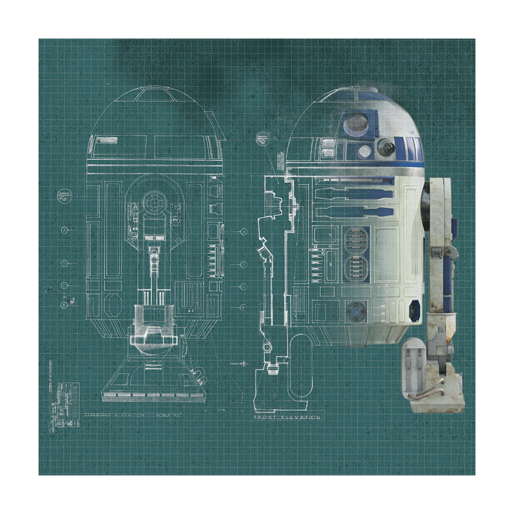 Star Wars R2D2 Blueprint Canvas 40x40cm