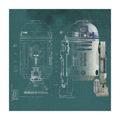 Star Wars R2D2 Blueprint Canvas 40x40cm