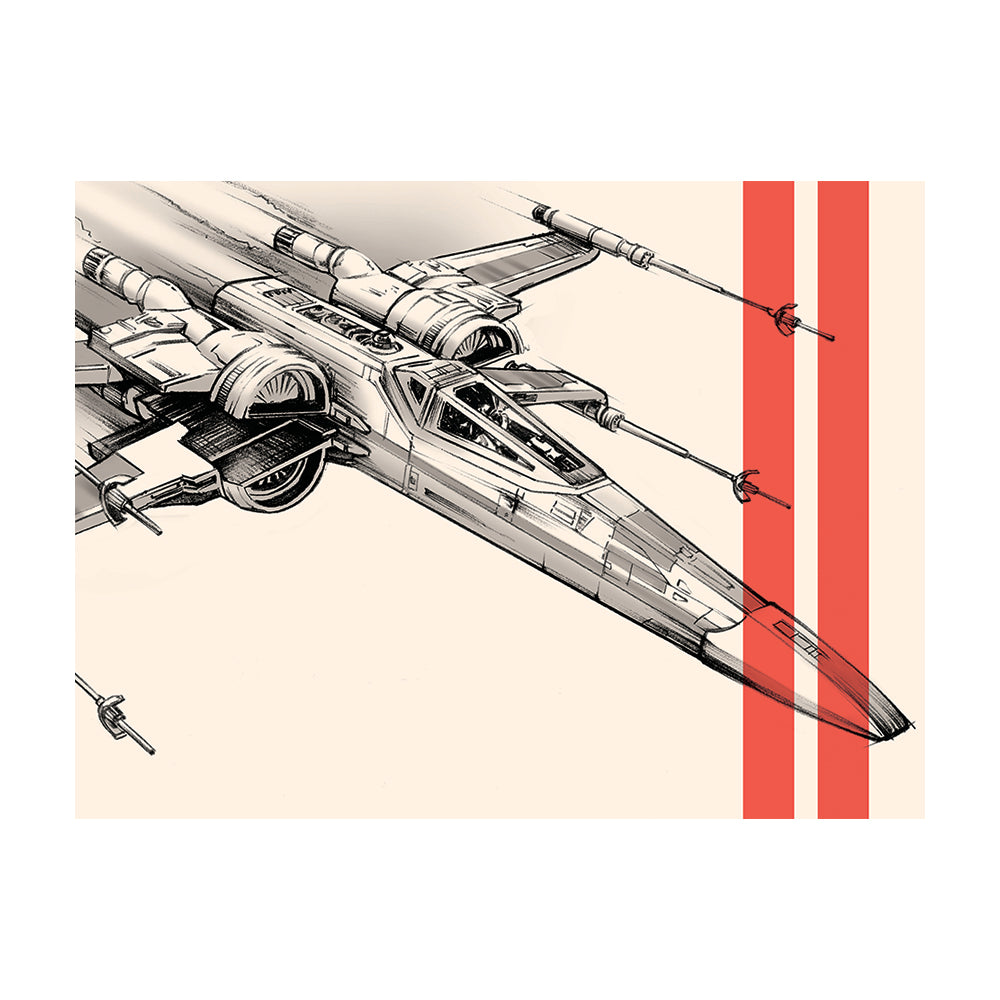 Star Wars Episode VII X-Wing Pencil Art Canvas 60x80cm